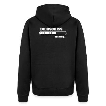 Bierschiss loading - WC - Unisex Premium Bio Zip Hoodie - Schwarz - Hinten - Nico (187cm)