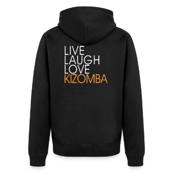 Live Laugh Love Kizomba - Dance Shirt - Unisex Premium Bio Zip Hoodie - Schwarz - Hinten - Nico (187cm)