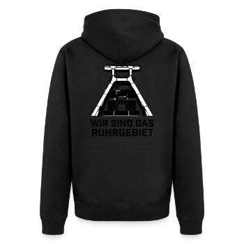 Wir sind das Ruhrgebiet - Unisex Premium Bio Zip Hoodie - Schwarz - Hinten - Nico (187cm)