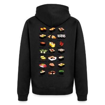 Sushi-Abendessen - Unisex Premium Bio Zip Hoodie - Schwarz - Hinten - Nico (187cm)