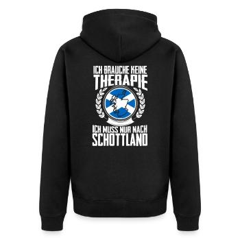 Therapie Schottland - Urlaub Geschenk Glasgow Skye - Unisex Premium Bio Zip Hoodie - Schwarz - Hinten - Nico (187cm)