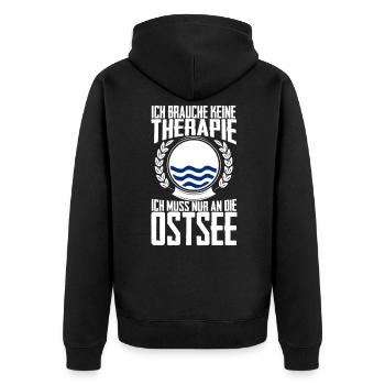 Therapie Ostsee - Urlaub Geschenk Rügen Fehmarn - Unisex Premium Bio Zip Hoodie - Schwarz - Hinten - Nico (187cm)