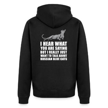 Russische blaue Katze nettes Geschenk - Unisex Premium Bio Zip Hoodie - Schwarz - Hinten - Nico (187cm)