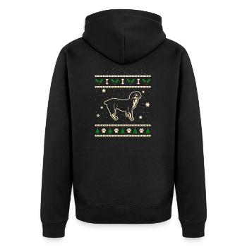 Entlebucher Weihnachtsgeschenk - Unisex Premium Bio Zip Hoodie - Schwarz - Hinten - Nico (187cm)