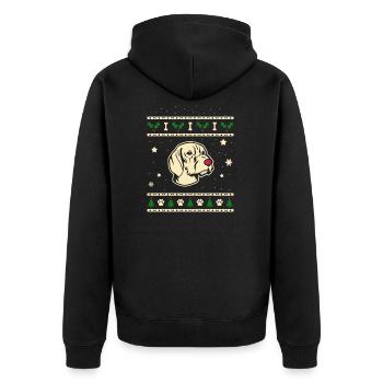Vizsla Weihnachtsgeschenk - Unisex Premium Bio Zip Hoodie - Schwarz - Hinten - Nico (187cm)