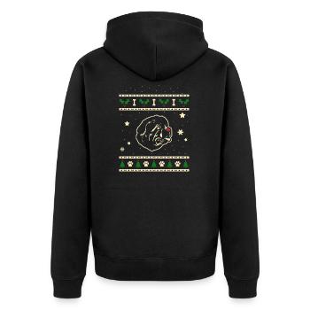 Neufundland Weihnachtsgeschenk - Unisex Premium Bio Zip Hoodie - Schwarz - Hinten - Nico (187cm)