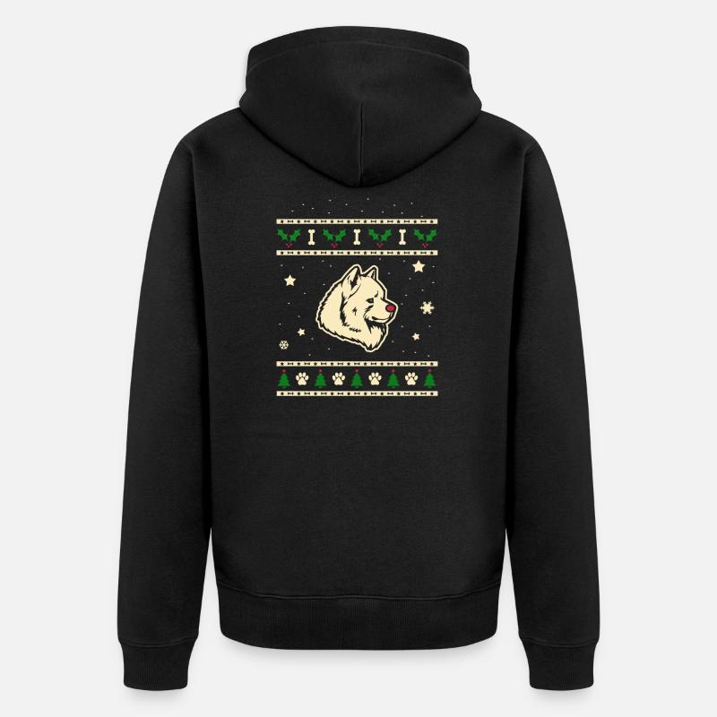 Samojeden Weihnachtsgeschenk - Unisex Premium Bio Zip Hoodie - Schwarz