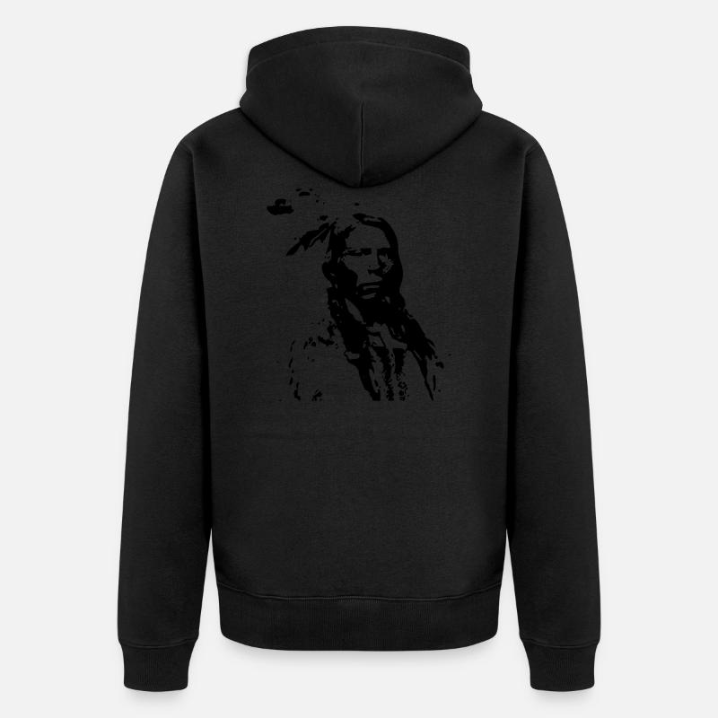 Indianer - Unisex Premium Bio Zip Hoodie - Schwarz