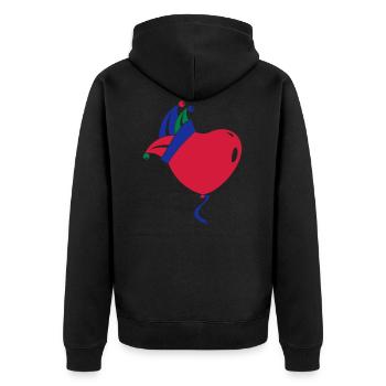 Fasching Karneval Narrenkappe Herz Luftballon - Unisex Premium Bio Zip Hoodie - Schwarz - Hinten - Nico (187cm)