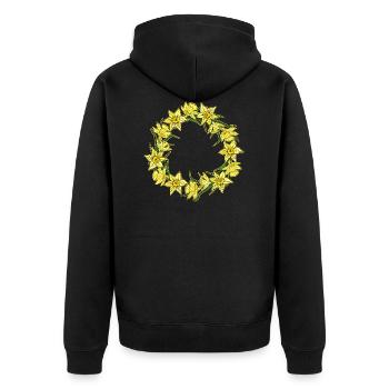 Valentin Pâques anniversaire de mariage jonquilles - Veste à capuche bio Premium Unisexe - noir - Dos - Nico (187cm)
