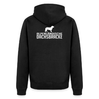 ALPINE DACHSBRACKE dog - Unisex Premium Organic Zip Hoodie - black - Back - Nico (187cm)