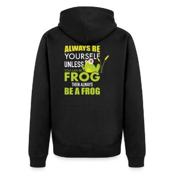 Grenouille Sois une grenouille si tu peux - Veste à capuche bio Premium Unisexe - noir - Dos - Nico (187cm)