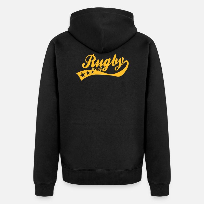 rugby is life - retro - Unisex Premium Bio Zip Hoodie - Schwarz
