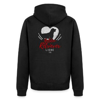 Golden Retriever Liebe mit Herz - Unisex Premium Bio Zip Hoodie - Schwarz - Hinten - Nico (187cm)