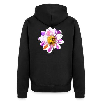 gxp bees on flower vector art - Unisex Premium Organic Zip Hoodie - black - Back - Nico (187cm)