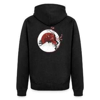 Fujiyama au coucher du soleil Edition blanche - Veste à capuche bio Premium Unisexe - noir - Dos - Nico (187cm)