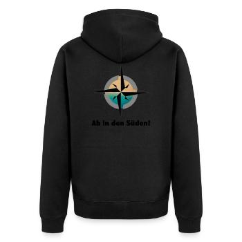 Kompass - Ab in den Süden! Urlaub - Unisex Premium Bio Zip Hoodie - Schwarz - Hinten - Nico (187cm)