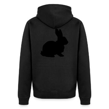 Rabbit - Unisex Premium Organic Zip Hoodie - black - Back - Nico (187cm)