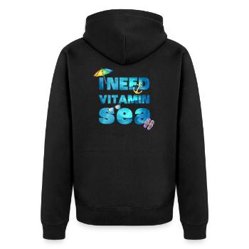 I need vitamin sea Beach - Unisex Premium Organic Zip Hoodie - black - Back - Nico (187cm)