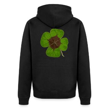 four-leaf clover - Unisex Premium Organic Zip Hoodie - black - Back - Nico (187cm)