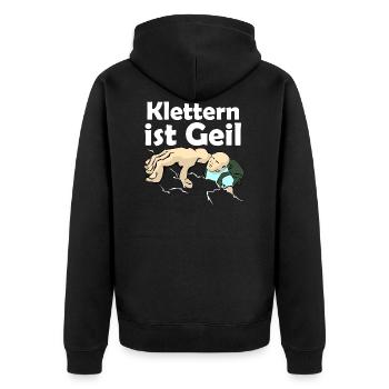 Climbing is cool | Climb - Unisex Premium Organic Zip Hoodie - black - Back - Nico (187cm)