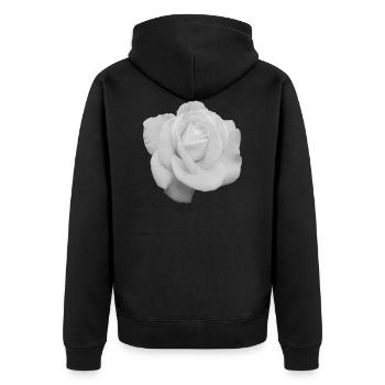 Weiße Rose - Unisex Premium Bio Zip Hoodie - Schwarz - Hinten - Nico (187cm)