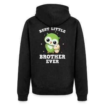 Best Little Brother Ever - Kleiner Eulen Bruder - Unisex Premium Bio Zip Hoodie - Schwarz - Hinten - Nico (187cm)