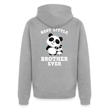 Best Little Brother Ever - Kleiner Panda Bruder - Unisex Premium Bio Zip Hoodie - Grau meliert - Hinten - Nico (187cm)