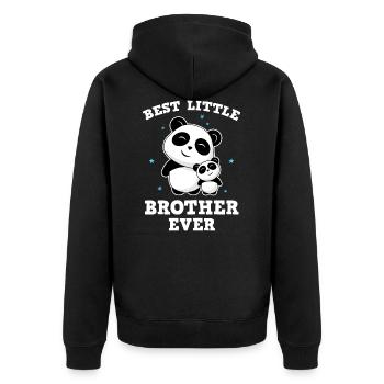 Best Little Brother Ever - Kleiner Panda Bruder - Unisex Premium Bio Zip Hoodie - Schwarz - Hinten - Nico (187cm)