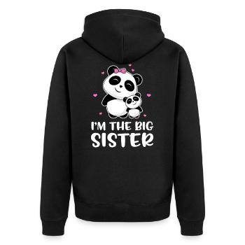 I'm The Big Sister - Große Panda Schwester - Unisex Premium Bio Zip Hoodie - Schwarz - Hinten - Nico (187cm)