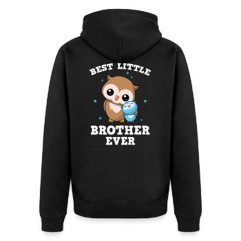 Best Little Brother Ever - Kleiner Eulen Bruder - Unisex Premium Bio Zip Hoodie - Schwarz - Hinten - Nico (187cm)