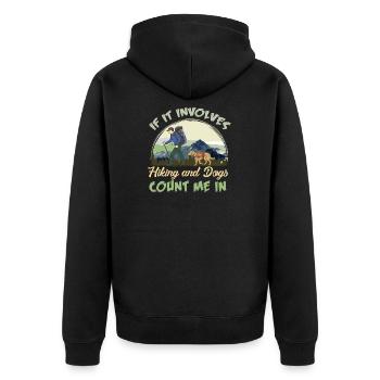 Wanderer Wandern Hunde Berg Wald Geschenk Rucksack - Unisex Premium Bio Zip Hoodie - Schwarz - Hinten - Nico (187cm)