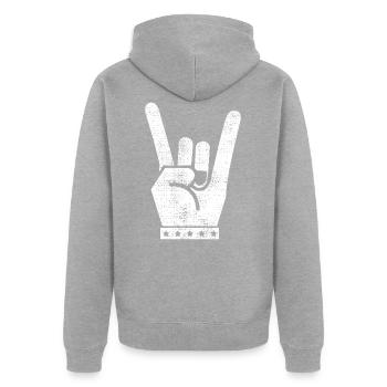 Rock And Roll - Veste à capuche bio Premium Unisexe - gris chiné - Dos - Nico (187cm)
