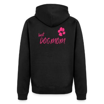 best dog mom - Unisex Premium Organic Zip Hoodie - black - Back - Nico (187cm)