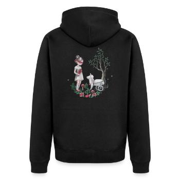 The Easter Lamb - Kunst für Tierrechte - Unisex Premium Bio Zip Hoodie - Schwarz - Hinten - Nico (187cm)