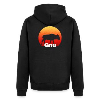 Wildebeest Gnu African Antelope Tshirt - Veste à capuche bio Premium Unisexe - noir - Dos - Nico (187cm)