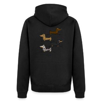 Dachshunds - Unisex Premium Organic Zip Hoodie - black - Back - Nico (187cm)