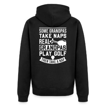 Some Grandpas Take Naps Real Grandpas Play Golf - Unisex Premium Bio Zip Hoodie - Schwarz - Hinten - Nico (187cm)