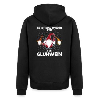 Zeit für Glühwein - Unisex Premium Bio Zip Hoodie - Schwarz - Hinten - Nico (187cm)
