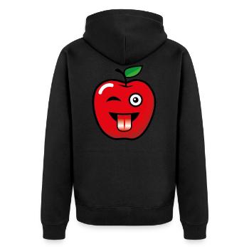 30 Pomme rouge Rire les yeux langue drôle - Veste à capuche bio Premium Unisexe - noir - Dos - Nico (187cm)