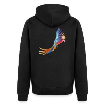 macaw - Unisex Premium Organic Zip Hoodie - black - Back - Nico (187cm)