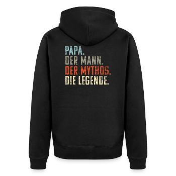 Papa Mann Mythos Legende: Retro Vatertags Geschenk - Unisex Premium Bio Zip Hoodie - Schwarz - Hinten - Nico (187cm)