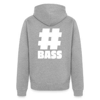 Hashtag Bass - Subwoofer Box Geschenk - Unisex Premium Bio Zip Hoodie - Grau meliert - Hinten - Nico (187cm)