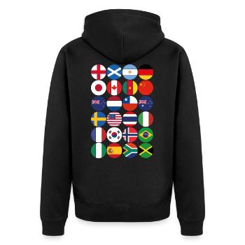 Damen Frauen Fußball Weltmeisterschaft 2019 - Unisex Premium Bio Zip Hoodie - Schwarz - Hinten - Nico (187cm)