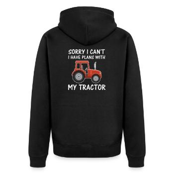 J’ai des projets avec mon tracteur. - Veste à capuche bio Premium Unisexe - noir - Dos - Nico (187cm)