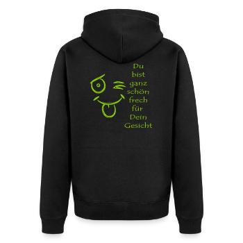 You are very cheeky for your face - Unisex Premium Organic Zip Hoodie - black - Back - Nico (187cm)