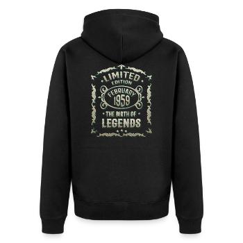 February 1959 Birthday born in 1959 - Unisex Premium Organic Zip Hoodie - black - Back - Nico (187cm)