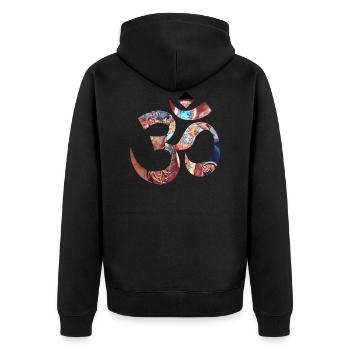 Om krishna Yoga - Unisex Premium Bio Zip Hoodie - Schwarz - Hinten - Nico (187cm)