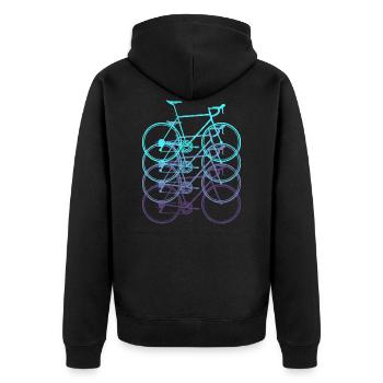 Rennrad Fahrrad Radsport Rennradfahrer Geschenk - Unisex Premium Bio Zip Hoodie - Schwarz - Hinten - Nico (187cm)