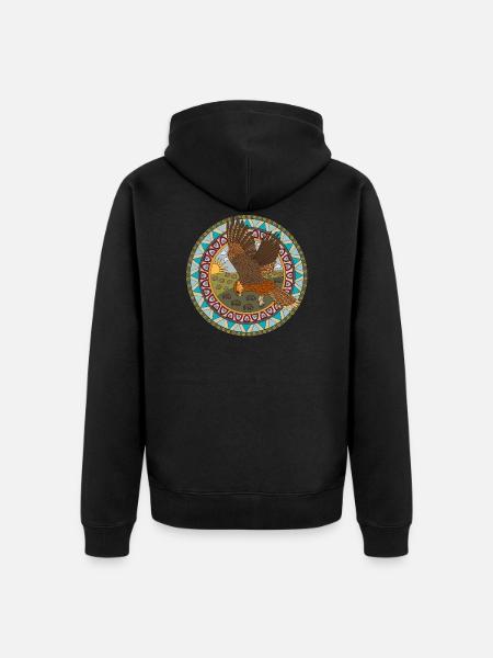 Indian Zodiac Hawk - Unisex Premium Organic Zip Hoodie - black